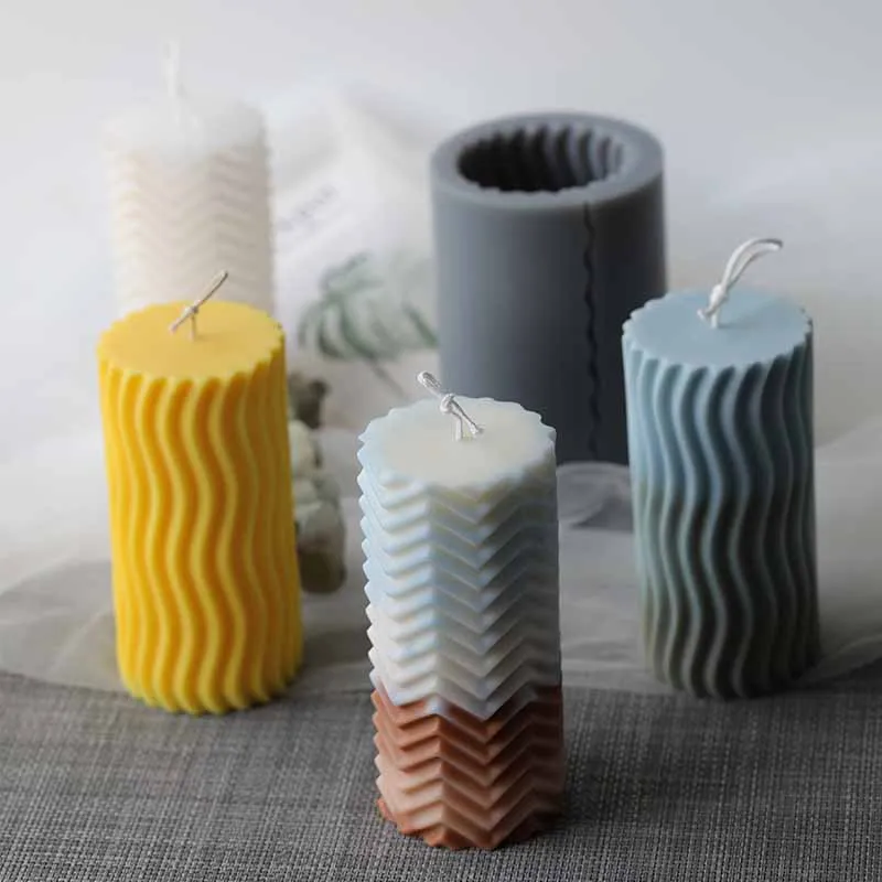

Creative Striped Aromatherapy Candle Mold Cylinder Candle Making Silicone Molds