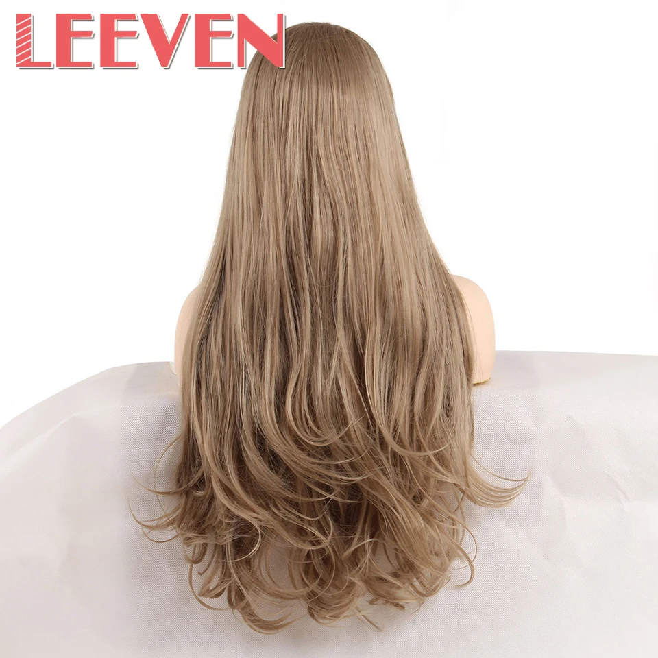 #27 Leeven 24 ''Розовый Оранжевый Фиолетовый парик фронта шнурка медный красный длинные волнистые синтетические парики с детскими волосами 613 блонд имбирный парик - Цвет: #27