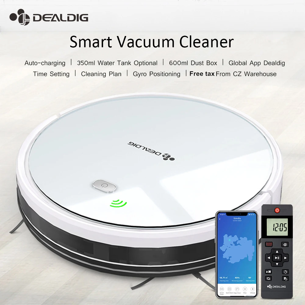DEALDIG Robvacuum 8 робот пылесос 1800PA всасывания Аспиратор установка времени 3 in1 волосы