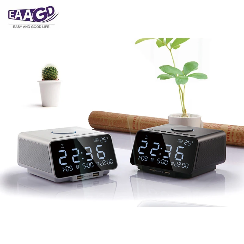 EAAGD светодиодный Будильник fm радио с беспроводным bluetooth динамиком usb портом