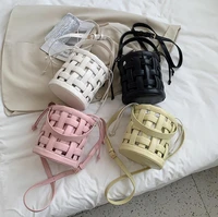 weave tote bucket bag summer new high quality pu leather womens designer handbag luxury brand shoulder messenger bag