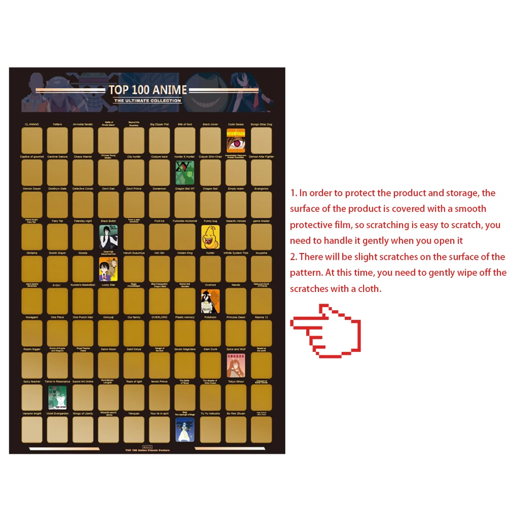 Топ 100 аниме скребки Постер фото обои для детей драгоценный подарок любителей