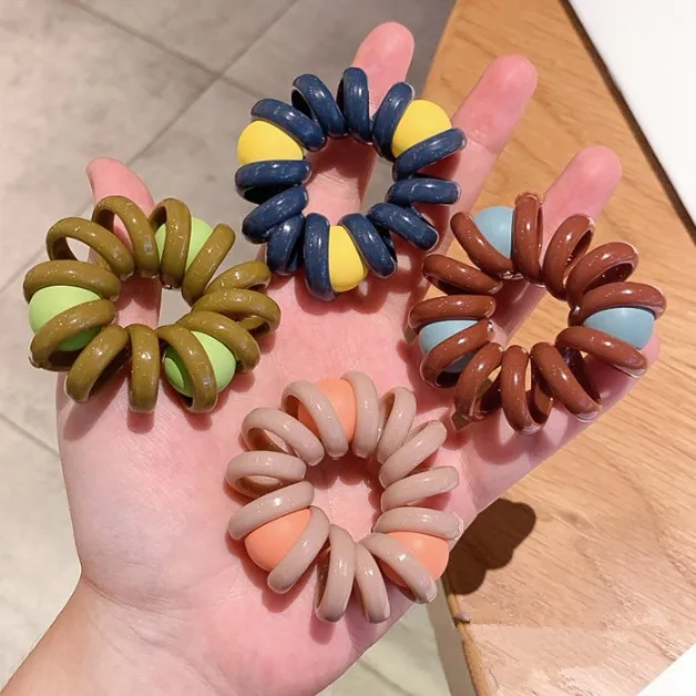 Разноцветные эластичные резинки для волос спиральные хвоста резинка с