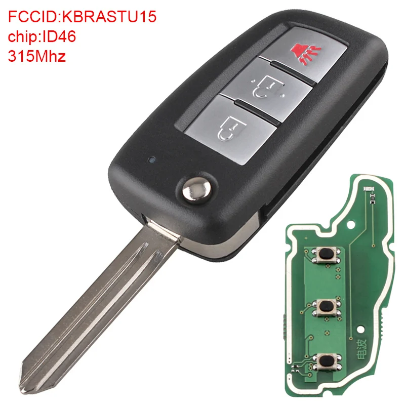 

315Mhz 3 Buttons Upgraded Remote Car Key with ID46 Chip KBRASTU15 Fit for Nissan Versa/Xterra