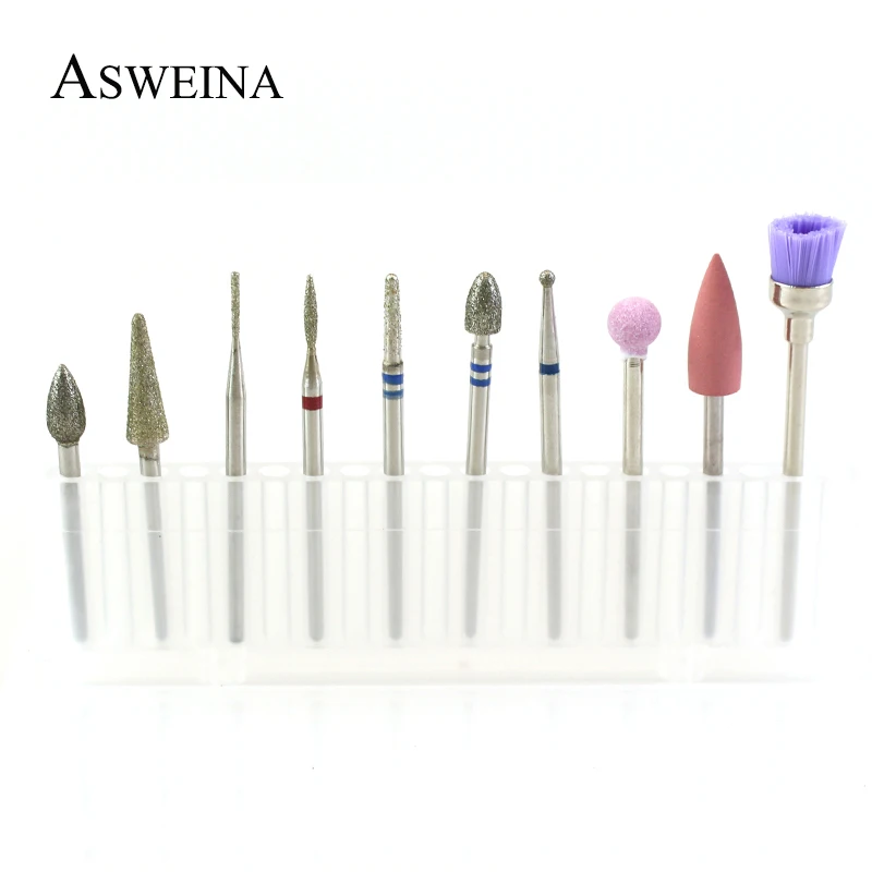 ASWEINA 10 шт./компл. фрез для маникюра/педикюра электрическая машинка для маникюра, ротационных напильников из Фрезер для маникюра аксессуар кутикулы буровые инструменты