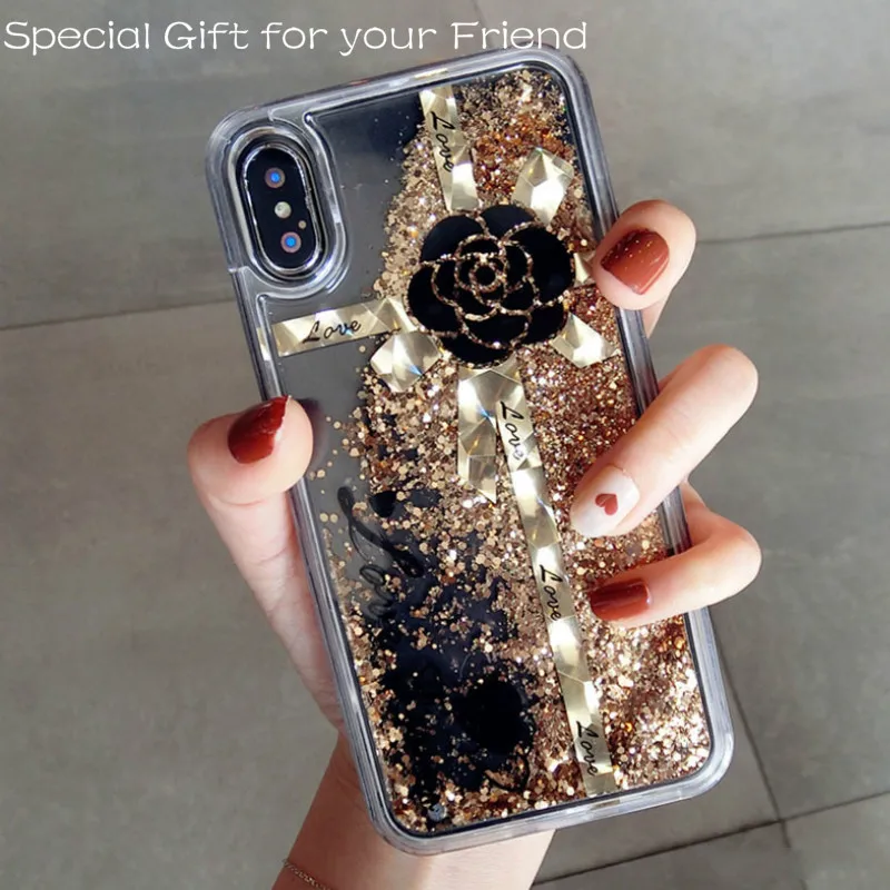 Новый дизайн чехол для телефона градиентный сыпучий песок с блестками плавучий
