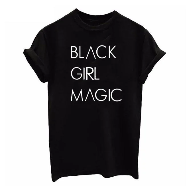 

Black Girl Magic Letter Print T Shirt Women Short Sleeve O Neck Loose Tshirt 2019 Summer Women Tee Shirt Tops