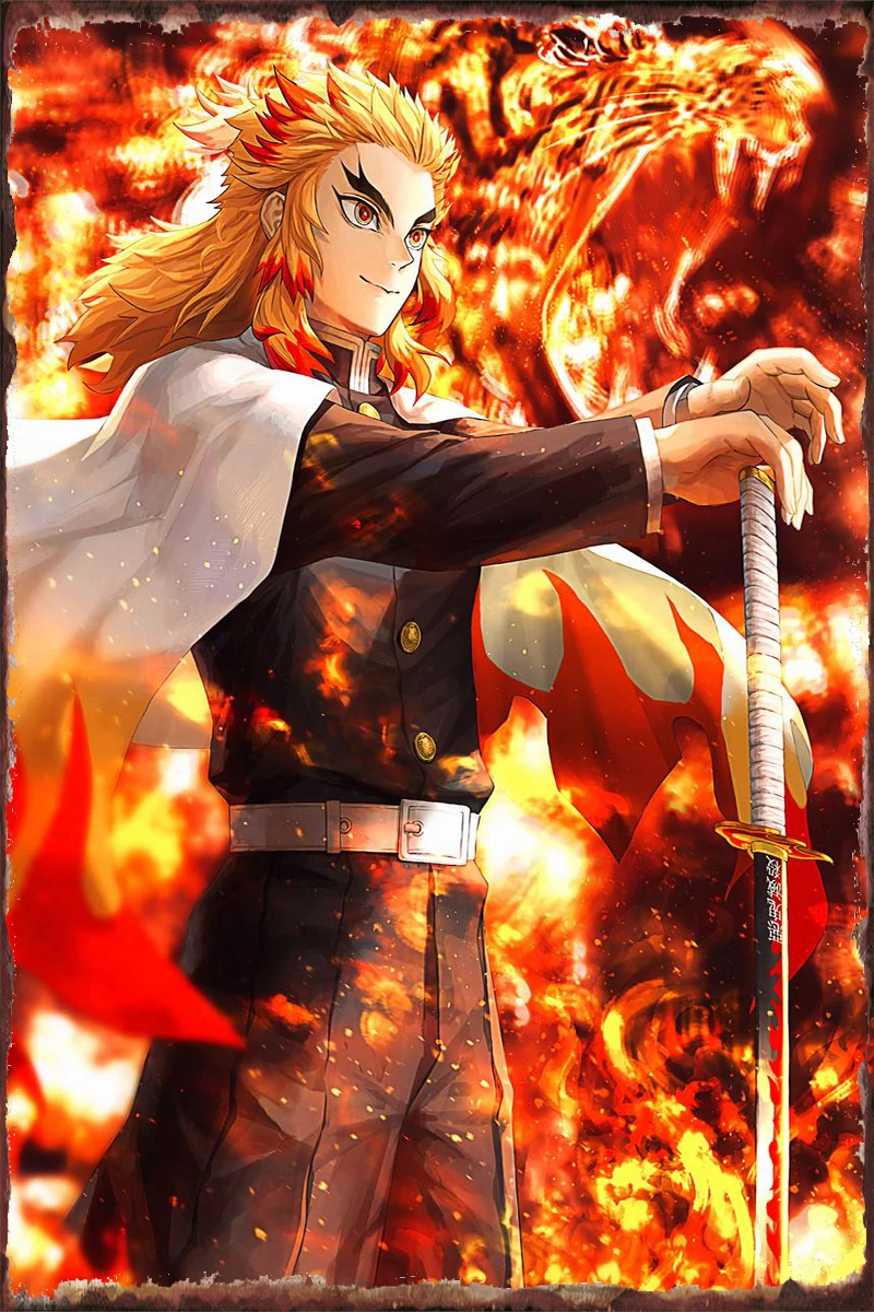 

Demon slayer Rengoku Vintage Metal Sign Tin Sign Tin Plates Wall Decor Room Decoration Retro For Pub Home Club Man Cave Cafe