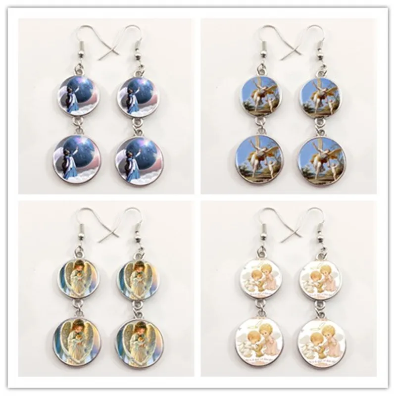 2020 модная серьга с логотипом ангела серебряная винтажная ручной работы для