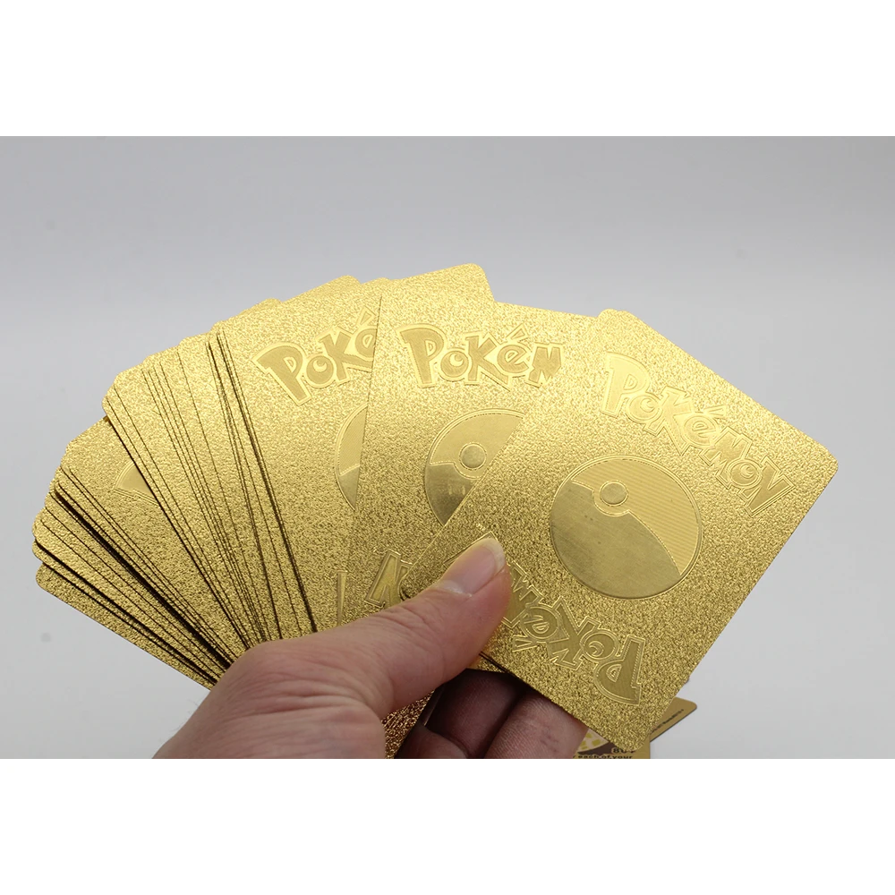 54 шт. Покемон металлическая золотая коробка для карт золотые буквы металлические