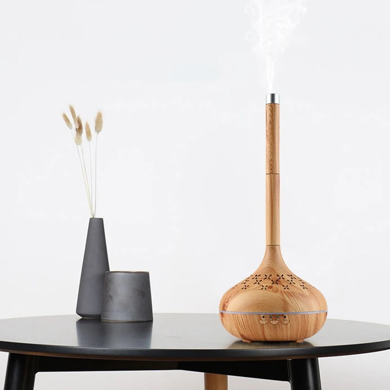 

Humidifier Essential Aroma Oil Diffuser Wood Grain Air Humidifier USB Mini Mist Maker LED Light