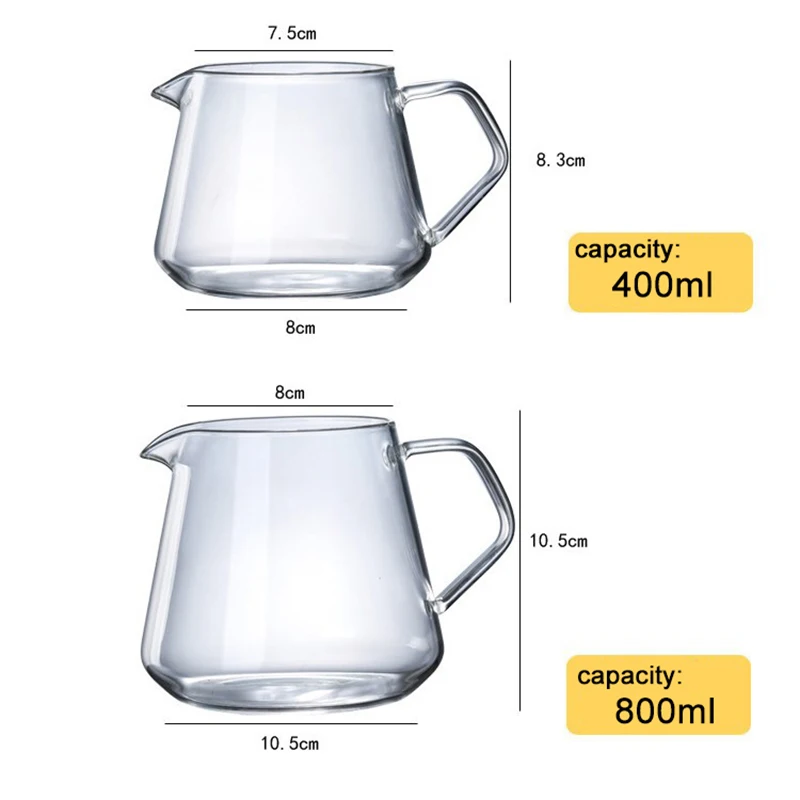 

400ML 600ML Glass Coffee Sharing Pot Coffee Server Pour Out Decanter Home Brewing Cup Hand Made Coffee Maker Ice Drip Kettle