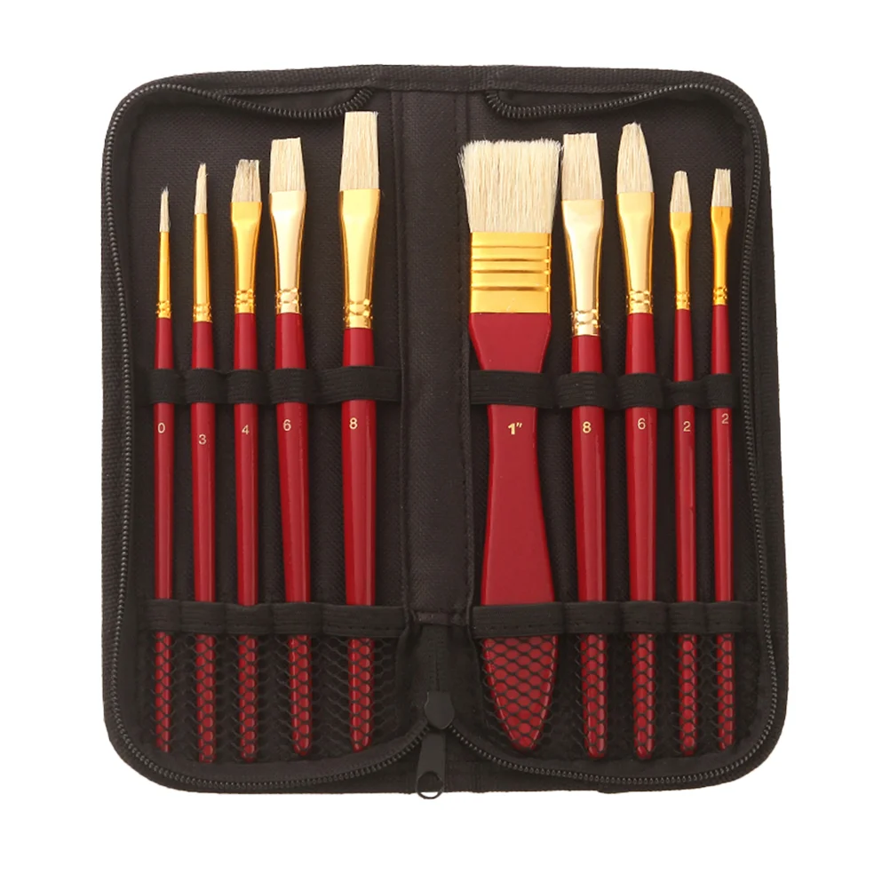 

1 Set of Durable Natural Wooden Handle Watercolor Oil Painting Brushes