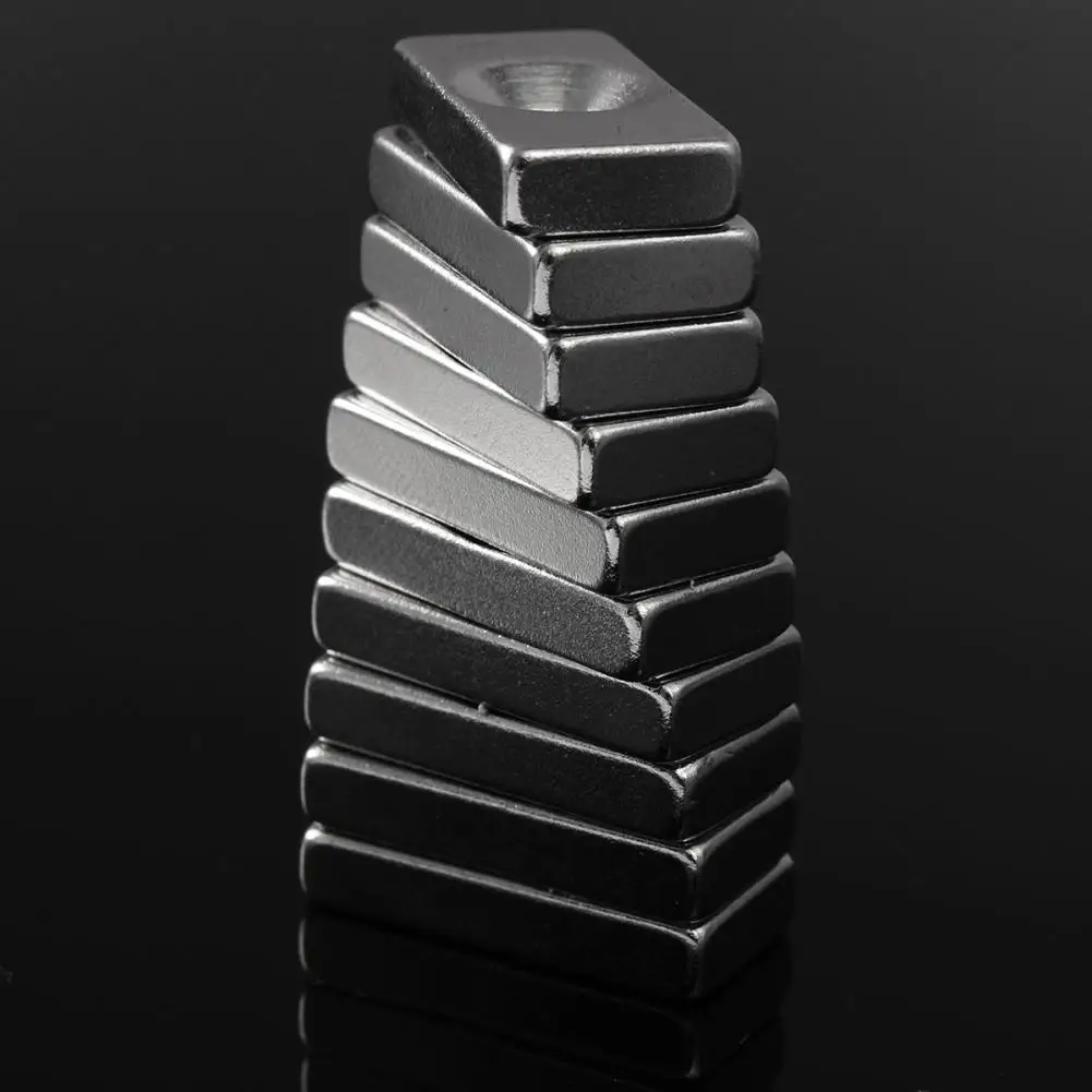 

10Pcs 20x10x4mm Cuboid 4mm Hole N52 Super Strong Rare Earth Magnets DIY Tool