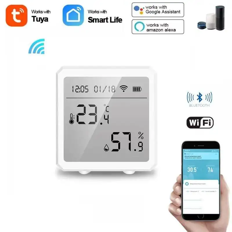 

Tuya WIFI Temperature Humidity Sensor Indoor Hygrometer Thermometer Detector Smart Life Remote Control Support Alexa Google Home