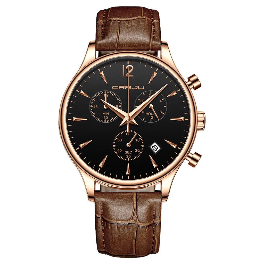

Brown Leather Horloges Vrouwen Chronograph Women Top Brand Luxury Waterproof Quartz Watch 3 Sub Decoration Dials часы женские