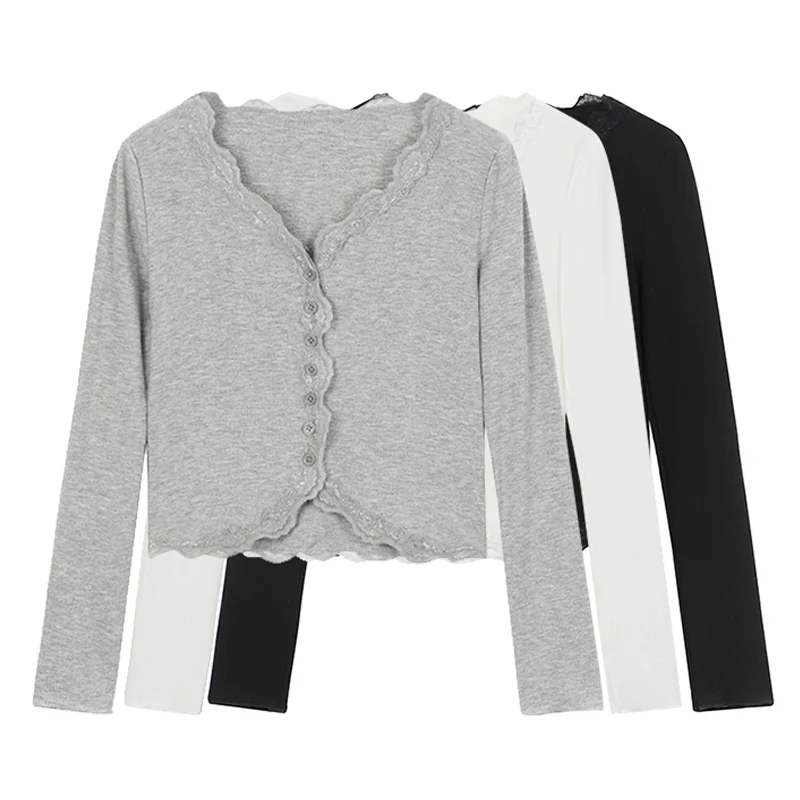 Женский однотонный кардиган на пуговицах Модный облегающий трикотажный свитер с