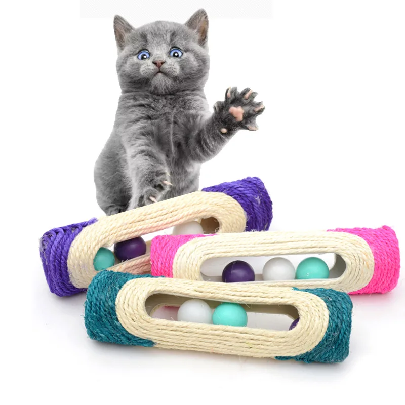 Кошка игрушка Когтеточка катящийся туннель сизаль мяч в ловушке с 3 шариками