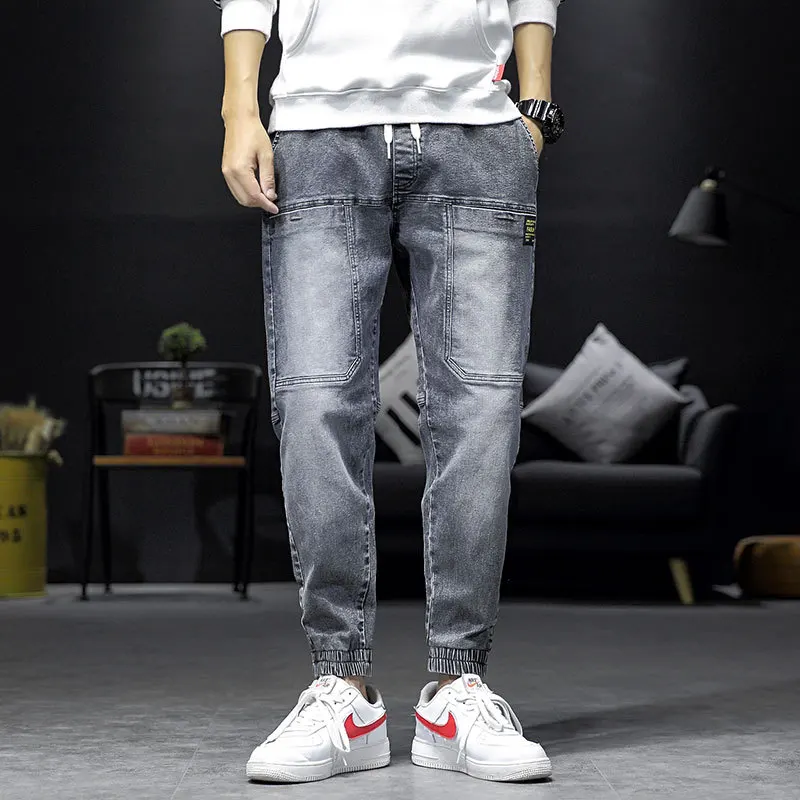 Эластичные мужские брюки новая мода хип хоп одежда шаровары свободные 9