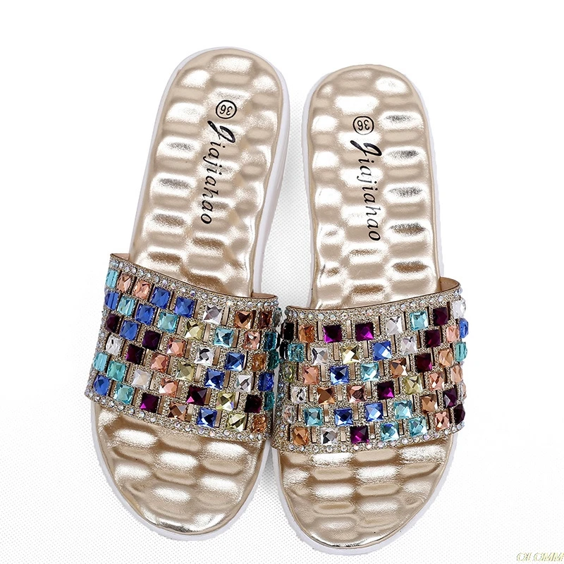 

PU Platform Women's Shoes Outside Women Slippers Summer 2020 Wedges Shoes Woman Crystal Casual Ladies Slippers Fashion 39