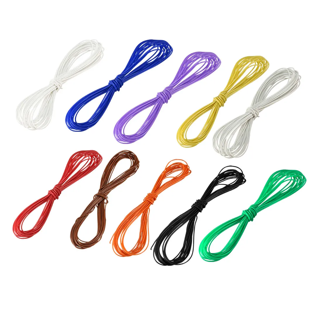 

Uxcell 10pcs 3m Long 30 AWG P/N DM-30-1000 Tin Plated Copper Wire PCB Solder Wrapping Wires Cable for Eletronic Test