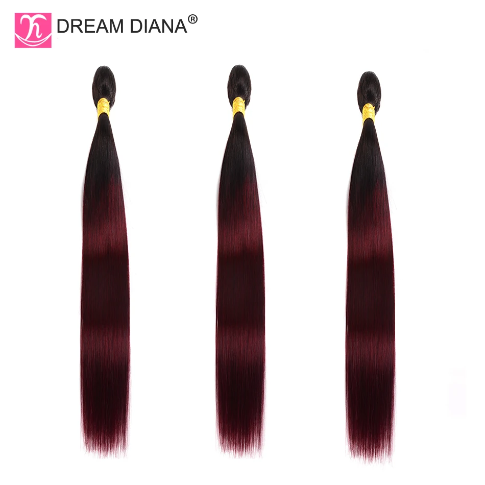 DreamDiana Омбре бразильские прямые волосы с закрытием 1"-26" L красное вино Ombre 1B 99J Remy человеческие волосы пучки с кружевом