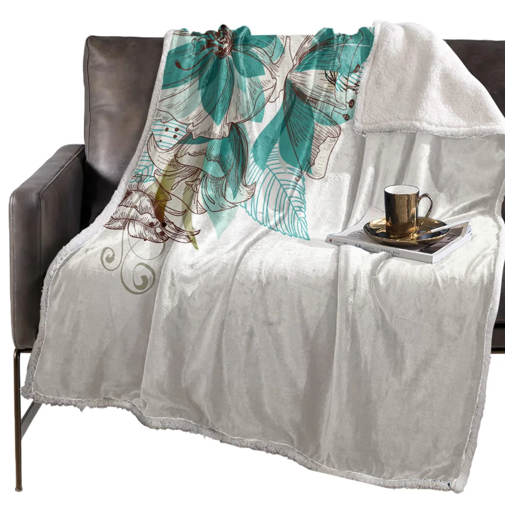 Цветение цветов бирюзовые растения розы одеяло Цветочный флис для детей Девочка