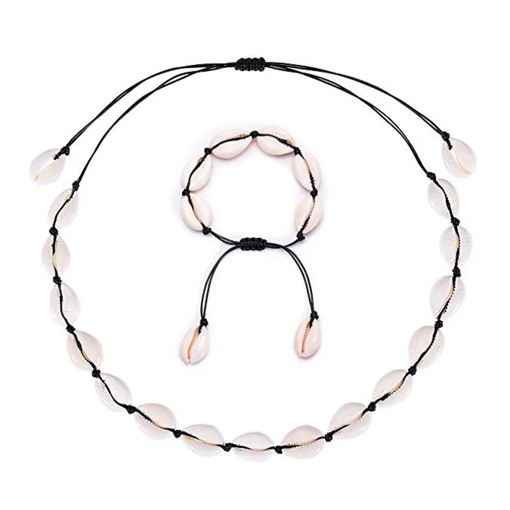 Женское ожерелье с цепочкой модное богемное ретро из натуральных ракушек