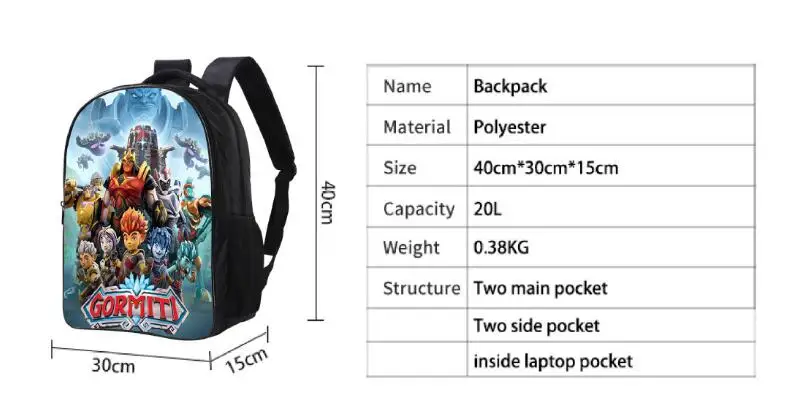 Игры Gormiti дети мультфильм 3D школьные сумки мальчики девочки начальной школы