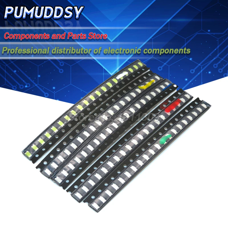 100 шт. 1206 SMD посылка светильник лампа в упаковке Ная белая зеленая синяя желтая