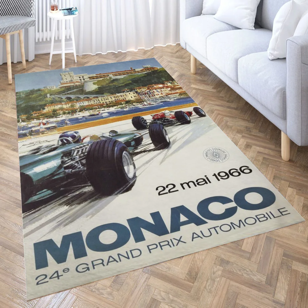 

Monaco Grand Prix 1967 3D Printing Room Bedroom Anti-Slip Plush Floor Mats Home Fashion Carpet Rugs New Dropshipping