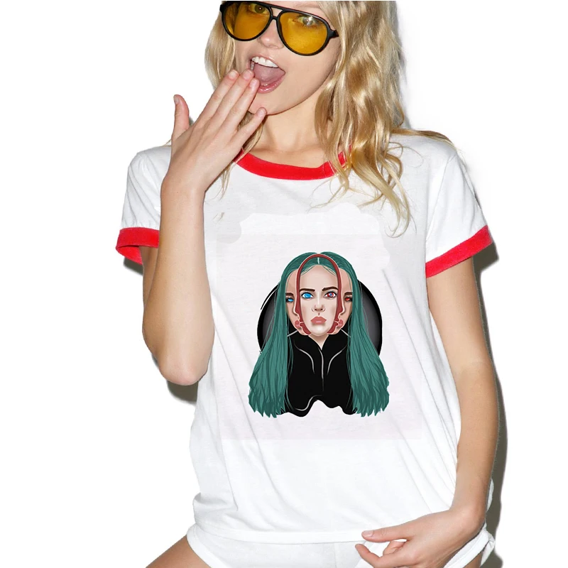 2020 new fashion women O-Neck Tshirt singer model actrees billie eilish Designer T-shirtt for | Женская одежда