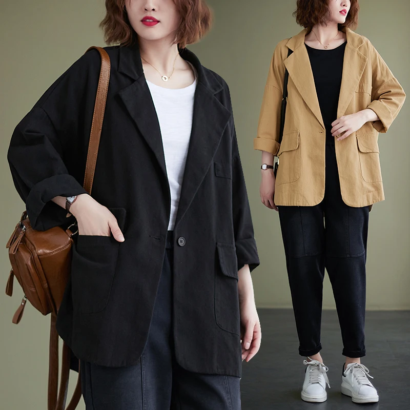 

BIG SIZE Spring Autumn Women Fashion Solid Outerwear Tops Ladies Female Plus Large Long Sleeve Casual Cardigans Blazers Coat
