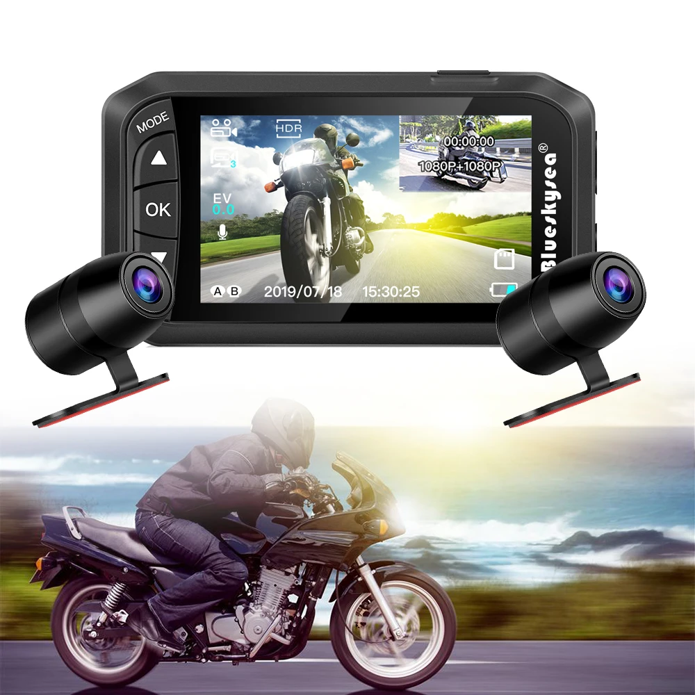 Мотоциклетный видеорегистратор Blueskysea DV128 HD 1080P с двумя объективами 130 циклическая