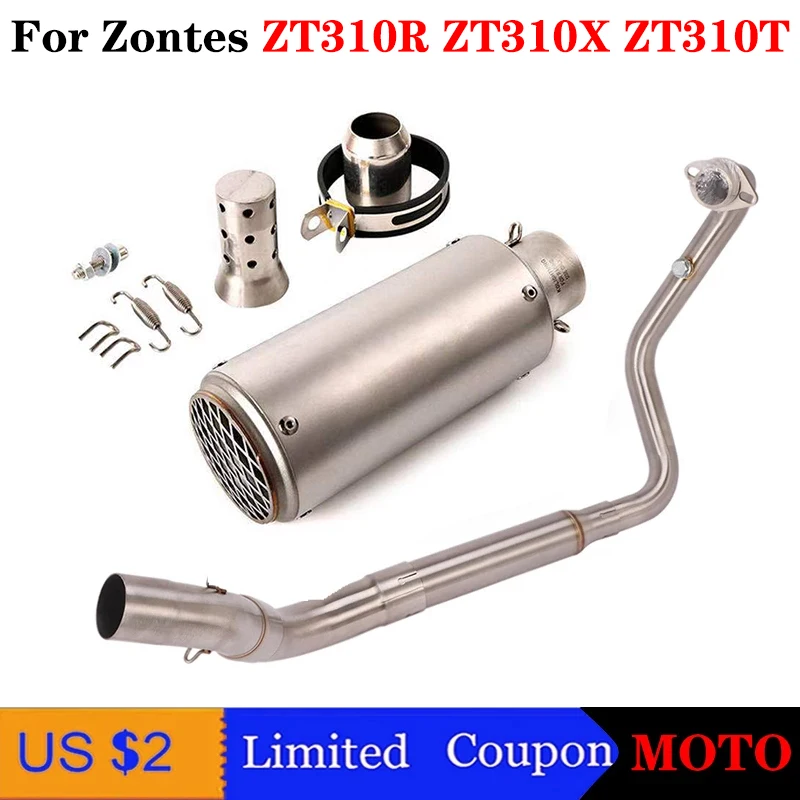

For Zontes ZT310R ZT310T ZT310X Motorcycle Exhaust System Modified Muffler 51mm Pipe Header Connector Link Tube Escape Slip on