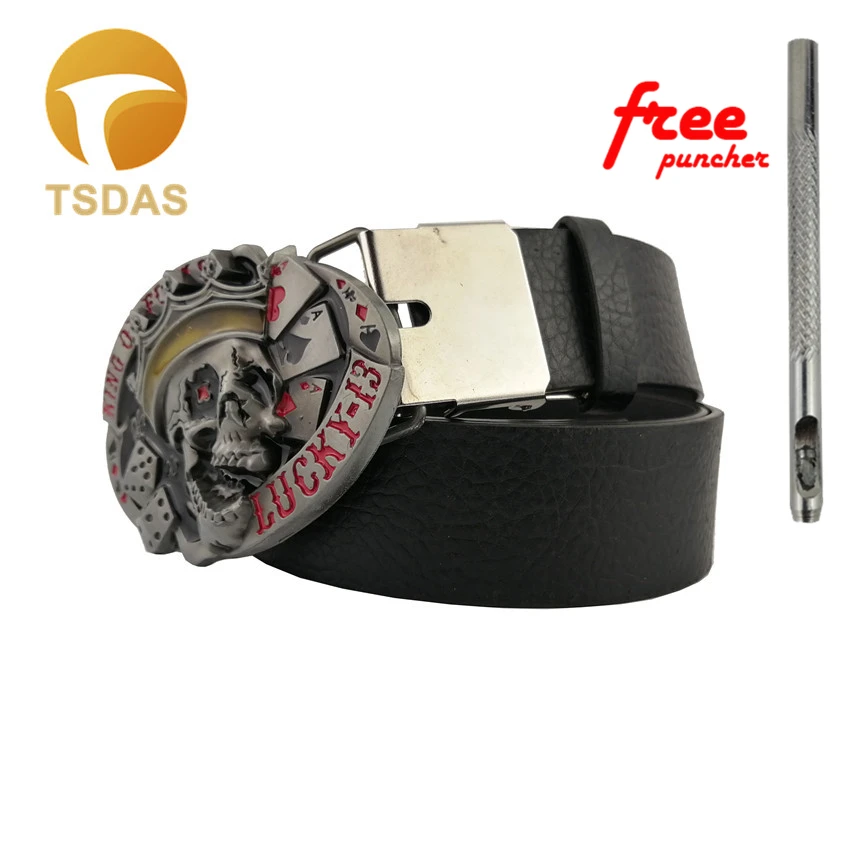 2019 супер крутая 3D модная металлическая пряжка для ремня с черепом цветная