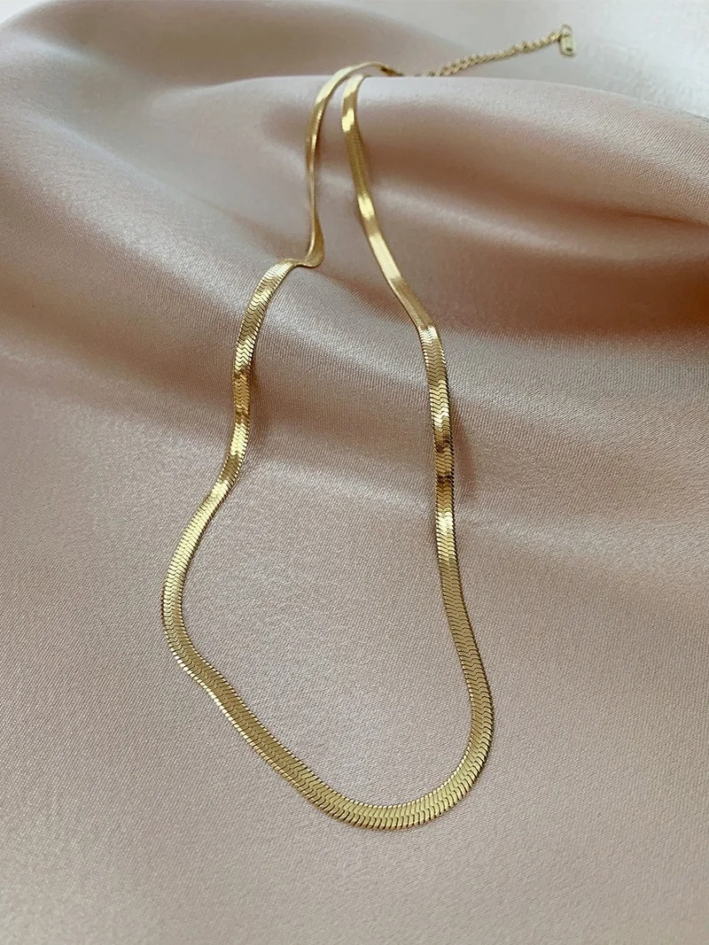 Ширина 3 мм нержавеющая сталь плоское золотое водонепроницаемое пленочное змеиное цепочка мягкие костяные браслеты на.