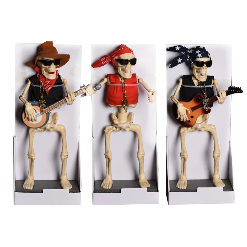 Декоративная электрическая игрушка на Хэллоуин "Звучащий ковбойский череп" для празднования фестиваля призраков на стол.