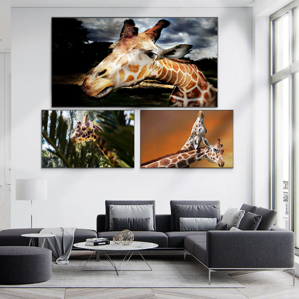 

Animal oil painting giraffe on grassland wall painting canvas painting office living room corridor home decoration mural