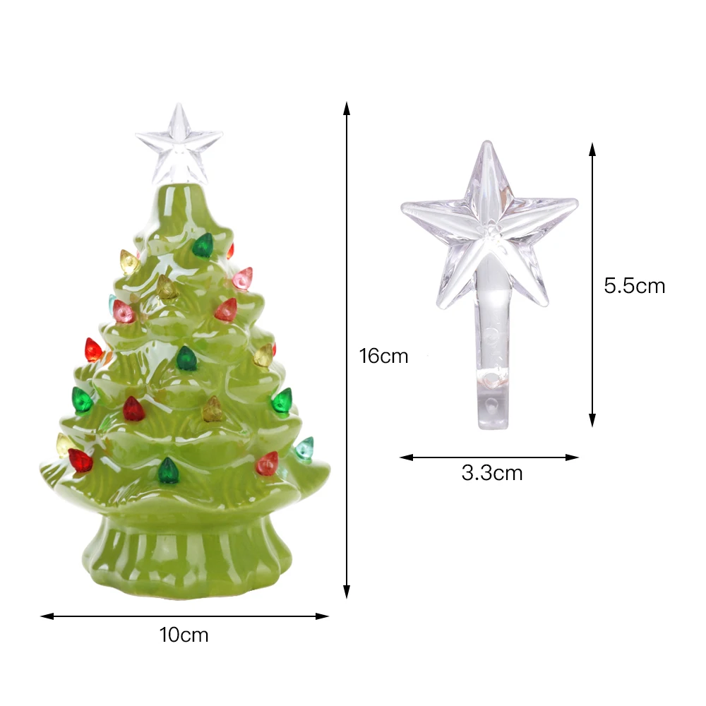 

Mini Christmas Tree Light Ornaments Ceramic Xmas Tree Tabletop Decor Home Office Festival Party DIY Crafts Gift