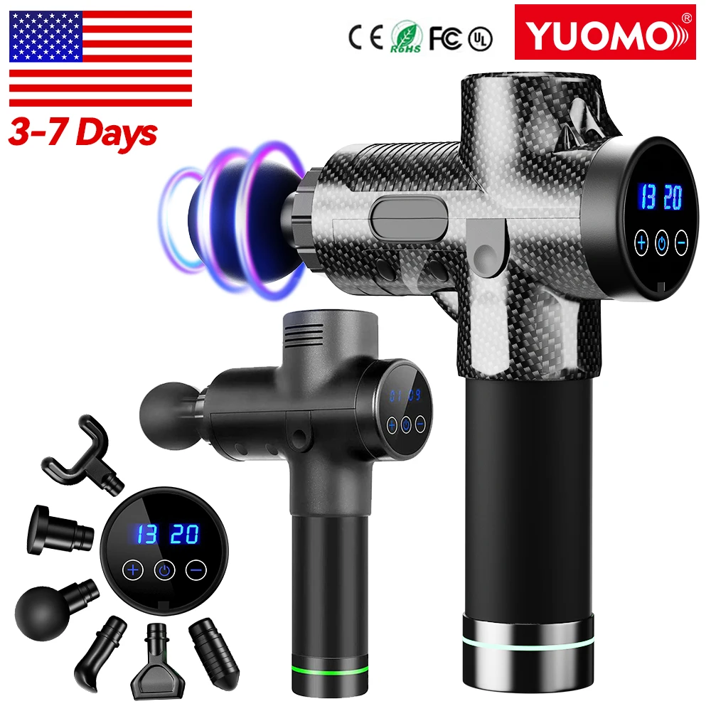 Массажный пистолет с ЖК дисплеем электрический аппарат для глубокого массажа