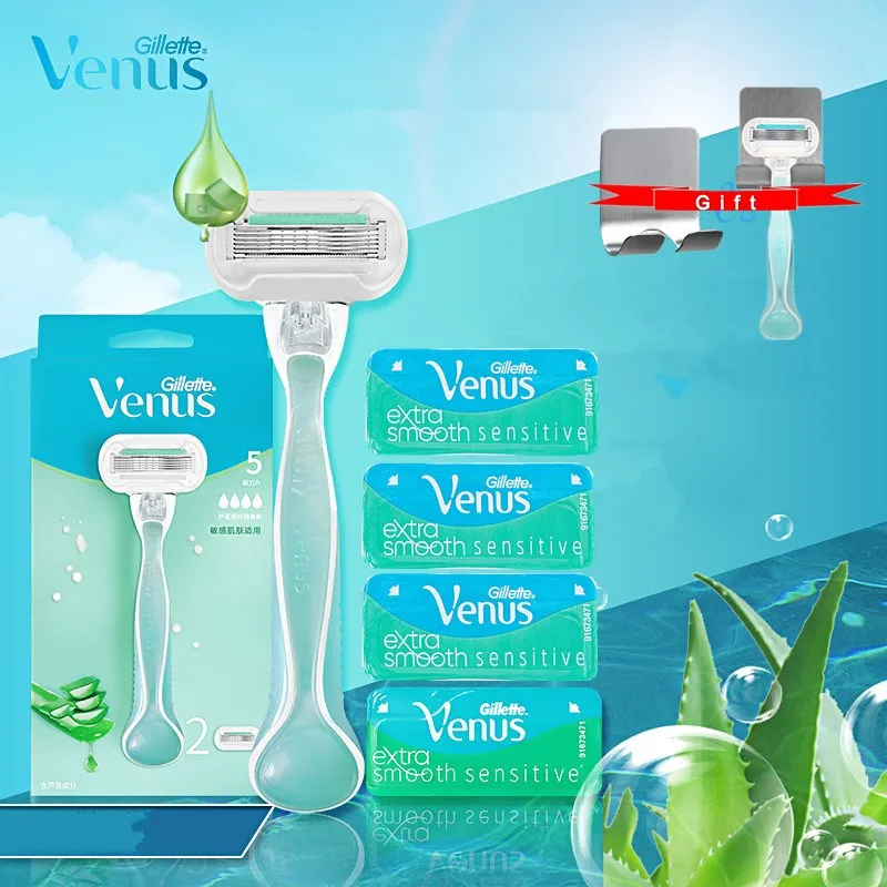 

Gillette Venus Deluxe Smooth Sensitive 5 Layer Women Shaver Razor Blade Body Manual Lady Machine for Shaving Blade Hook as Gift