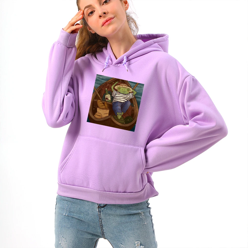Hoodie Harajuku Ulzzang Frog Hooded Custom Sweatshirt Oversize Women Sweetshirt Vintage Womens Long Sleeve Hooded Sweatshirt