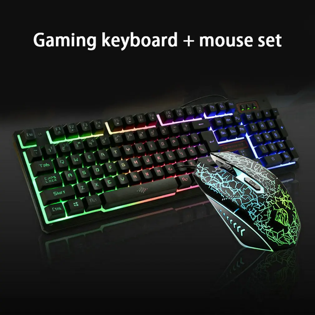 

Игровая клавиатура и мышь для компьютера, набор механических проводных USB клавиатур со светодиодный Ной RGB подсветкой, клавиатура и мышь для...