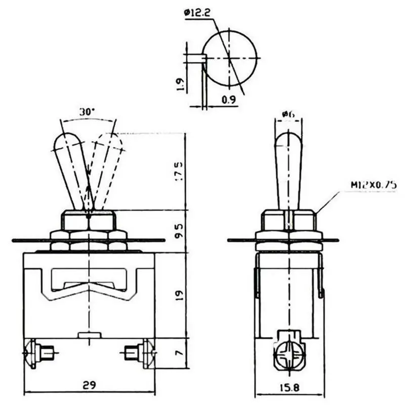 Сверхмощный Кулисный тумблер 10A 125V SPST 2 Pin ВКЛ/ВЫКЛ переключатель металлическая