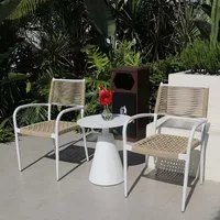 3-piece Aluminum rope Garden outdoor furniture patio hand weaving rope chair with dia 70cm table popular design in white color