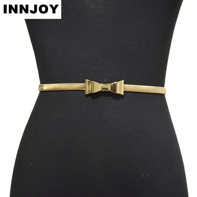 Женский дизайнерский пояс с бантиком металлический застежка спереди эластичный