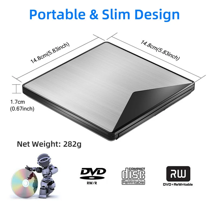 Hot Portable Durable External CD DVD Drive USB 3.0 Slim Rewriter Burner Writer High Speed Data Transfer Optical Drives | Компьютеры и