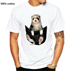 Мужская футболка с карманом хорька свиньи, женская и Мужская футболка