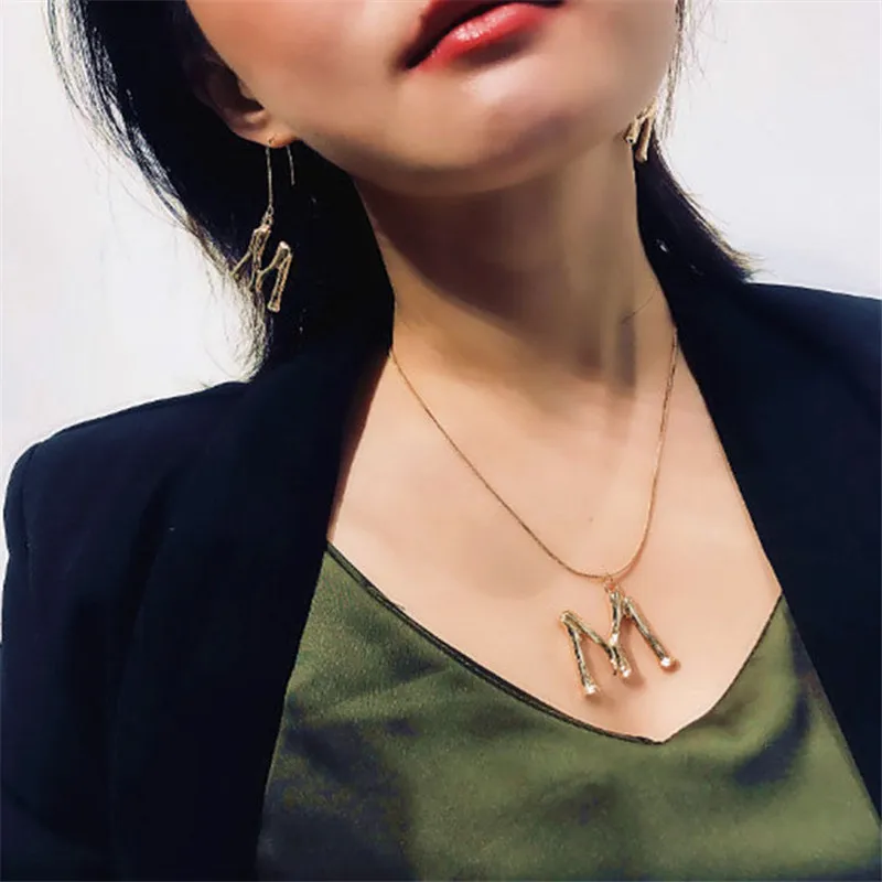 

Letter Pendant Necklace For Women Hot Punk Rock Charm A-Z Initial Alphabet Chains Fashion Jewelry Hot Sale Anniversary Gifts